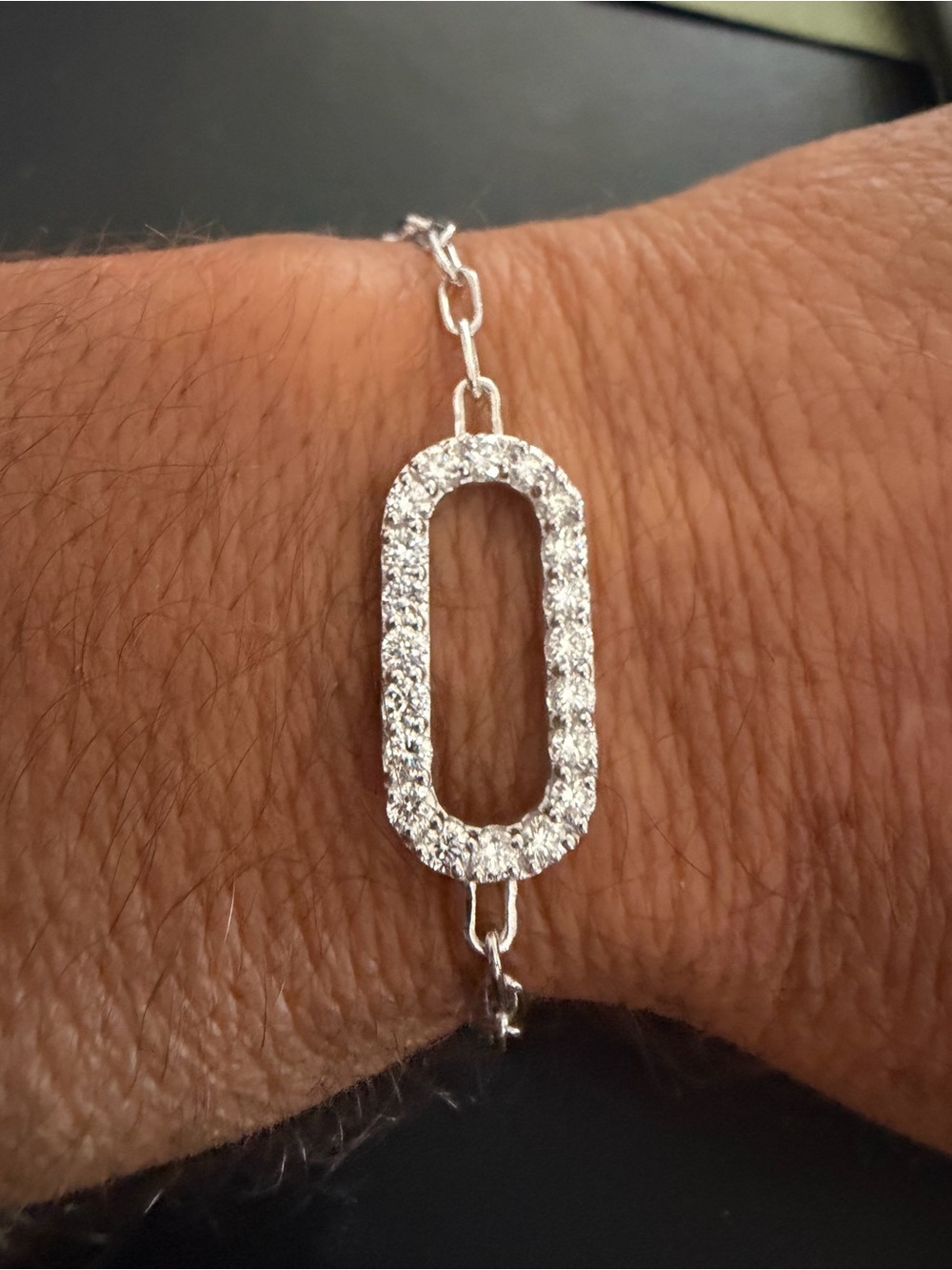 Silver Diamond 1ctw Paperclip Oval Link Bracelet - Women Jewelry